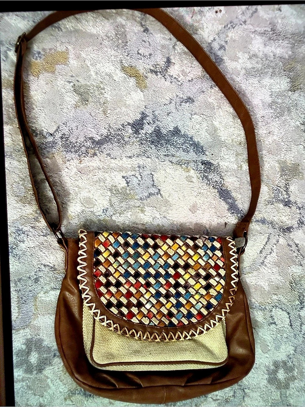 Mossimo Crossbody Bag Geometric Brown & Multicolor
